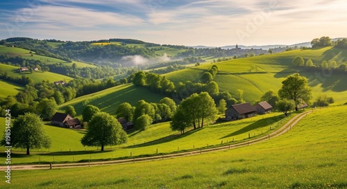 Green rolling hills landscape