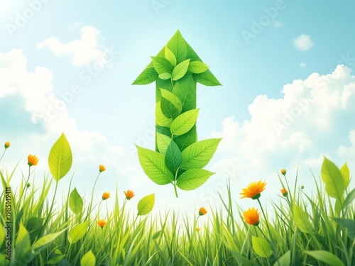 Carbon Neutral Leaf Icons Downward Arrow Editorial