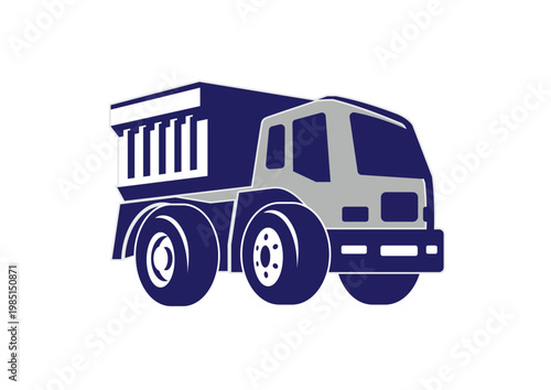 Heavy Duty Dump Truck Vector Illustration, Industrial Mining Tipper Truck Graphic for Construction and Logistics Concept, Isolated on White Background
