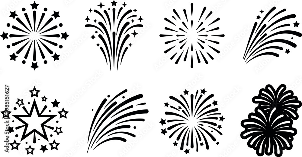 Obraz premium Starburst and firework shapes set