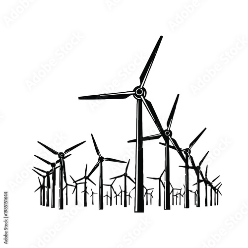 Wind turbines generating renewable energy on a clear day