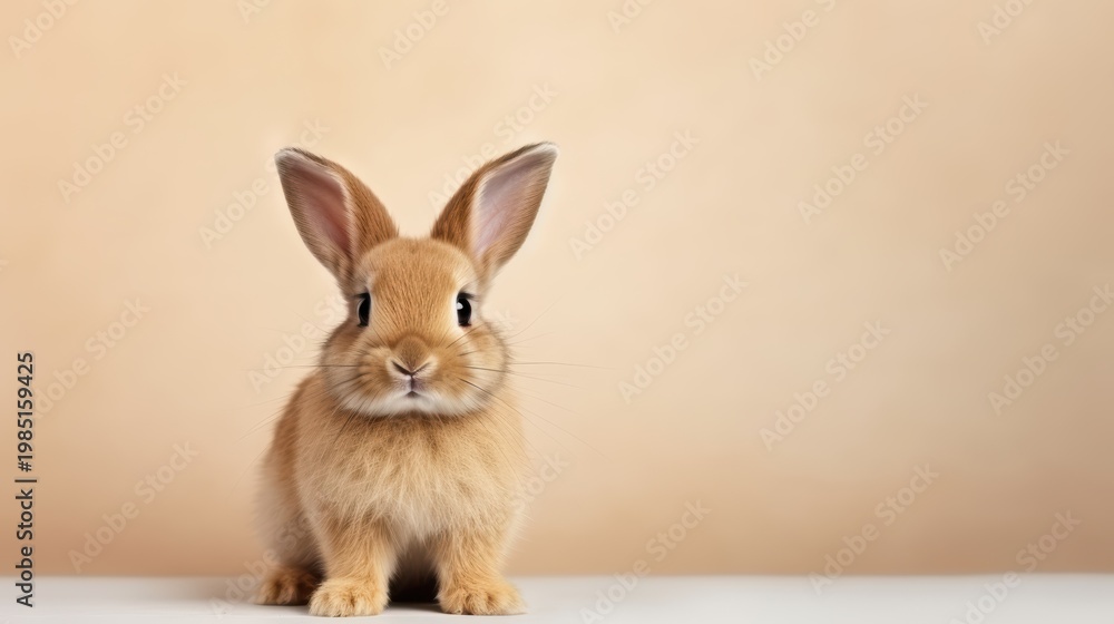 Obraz premium cute animal pet rabbit or bunny brown color smiling and laughing isolated with copy space for easter background, rabbit, animal, pet, cute, fur, ear, mammal, background, celebration, generate by AI