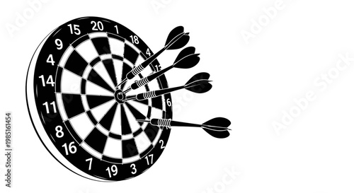 Dartboard with darts hitting the bullseye, representing accuracy and precision.