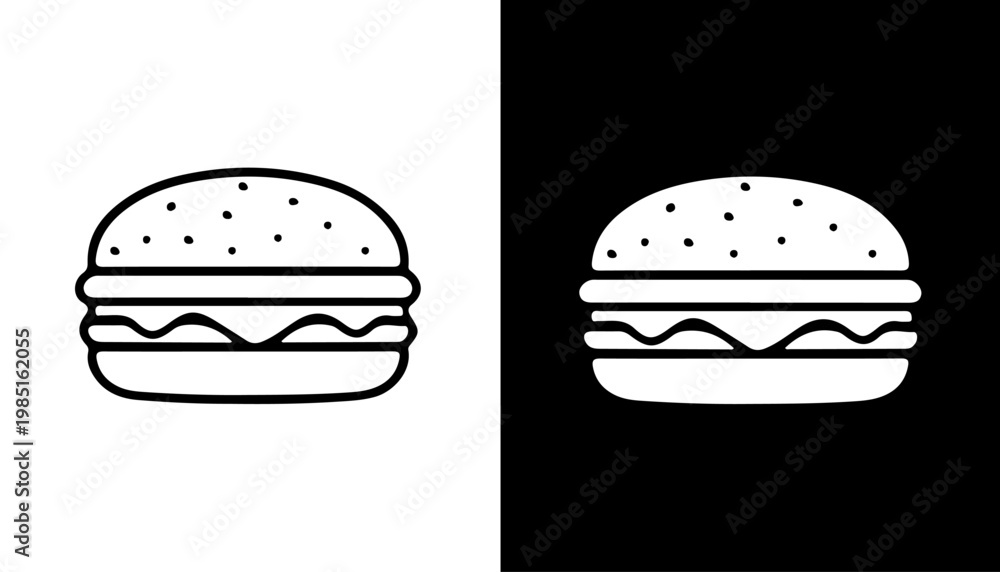 Fototapeta premium Burger Duo: An artistic duo featuring burgers in stark contrast, embodying the essence of burger simplicity. 