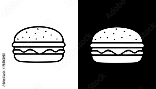 Burger Duo: An artistic duo featuring burgers in stark contrast, embodying the essence of burger simplicity. 