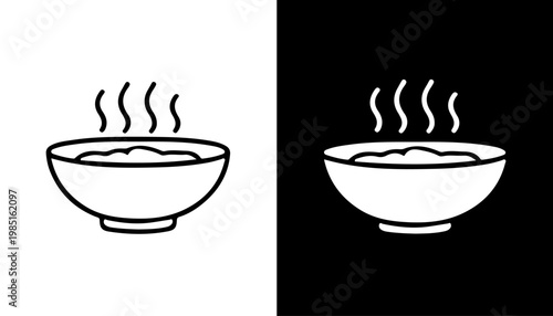 Bowl of Food Icon: A minimalist icon presents a steaming bowl of food, symbolizing nourishment and culinary arts. 