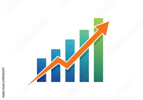 Growing upward trend of a bar and line chart with an upward arrow Free Download Growing upward trend of a bar and line chart with an upward arrow - GFXLoad