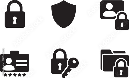 AI file management UI icons black silhouette set folder document upload download vector isolated