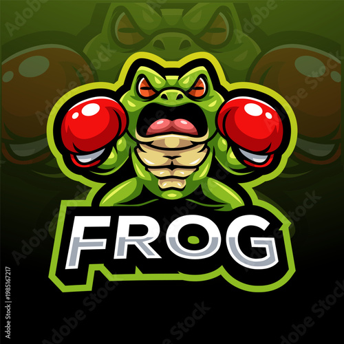 Boxing frog esport mascot logo design
