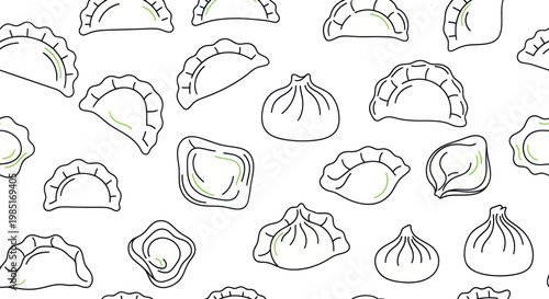 Hand-drawn Dumpling Pattern - Asian Food Illustration