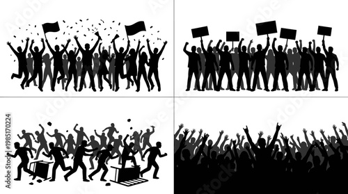 Crowd Silhouettes: Protest, Celebration, Concert, Demonstration