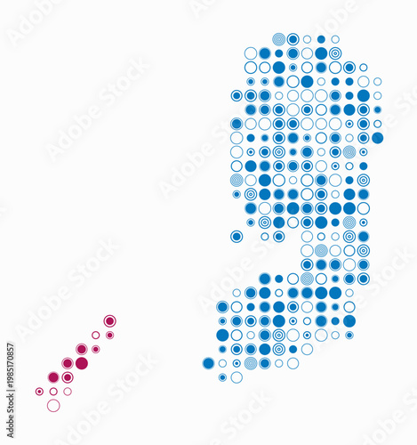 Palestine, shape of the country build of colored cells. Digital style map of the Palestine on white background. Large size circle blocks. Awesome vector illustration.