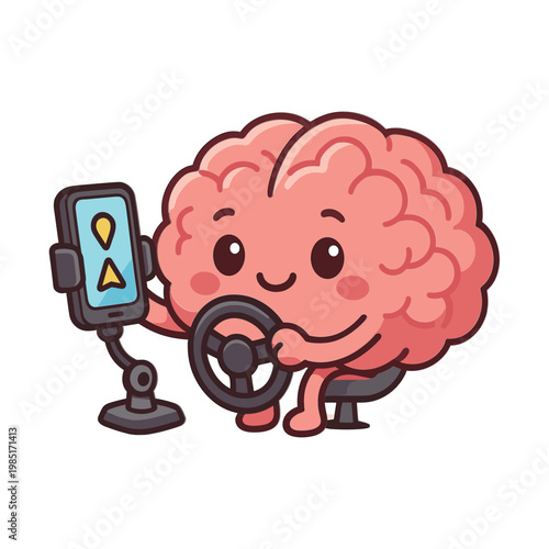 Cute Brain Driving Car Using GPS Navigation