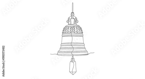 Elegant Single Line Drawing of a Traditional Bell