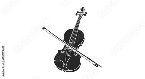 Elegant Violin and Bow Musical Instrument Silhouette
