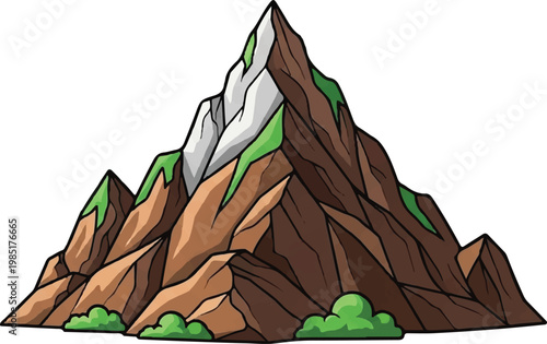 Majestic craggy peak rising proudly towards the sky embodying natural grandeur and challenging exploration. This spirited artistic rendering captures the essence of elevated natural formations and adv