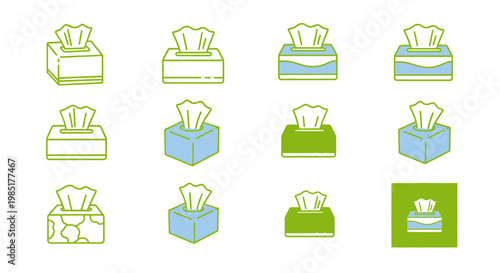 Tissue Box Icons Set: Collection of Clean and Modern Designs