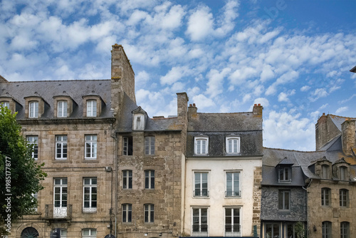 Dinan, beautiful city in Brittany, colorful old houses in the historic center
