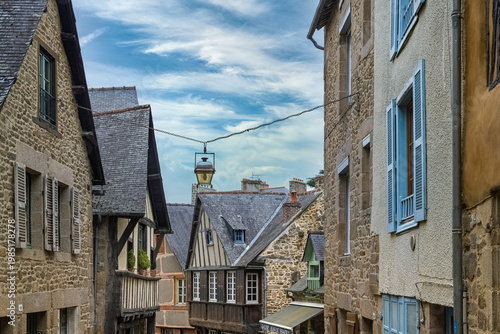 Dinan, beautiful city in Brittany, colorful old houses in the historic center
