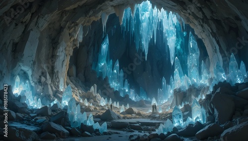 Crystal cave, glowing lights