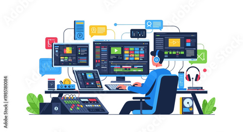 Video Editor Working on Advanced Editing Suite.