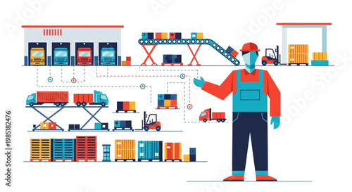 Warehouse worker overseeing logistics and inventory management.