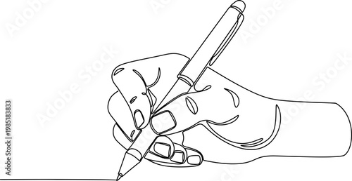 Hand writing with pen, single line art, minimalist drawing, concept of creation, ideas, notes