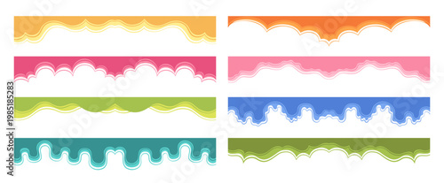 Modern divider and border seamless shape set. Abstract wave curve boundless elements. Collection of header footer separators for top or bottom layouts smooth flowing template contemporary decor design