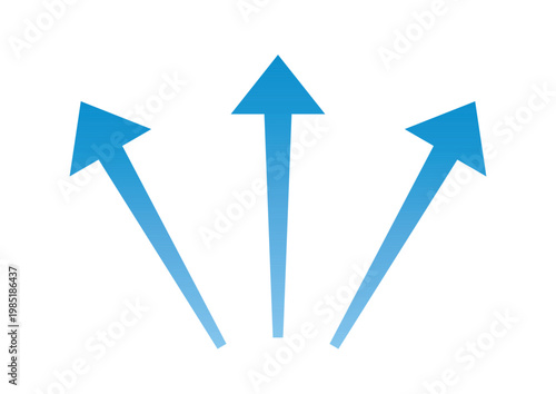細線放射矢印アイコン 分岐方向UI素材