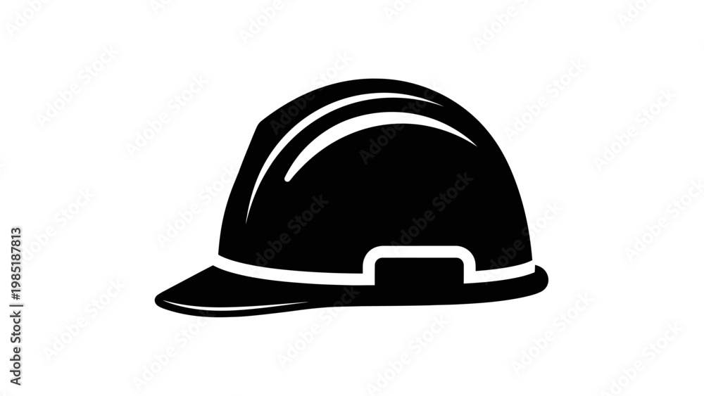 Fototapeta premium Construction safety helmet silhouette icon isolated on white background.