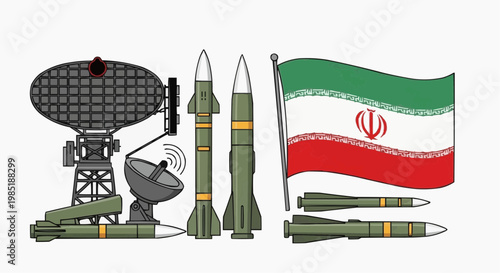 Iran Military Missiles Weapons War Defense Concept