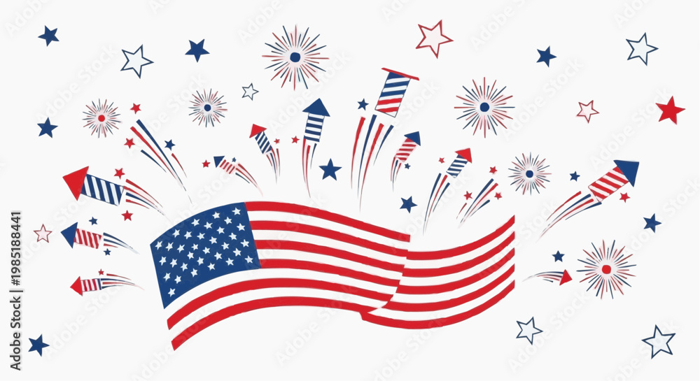 Obraz premium USA Flag Patriotic Celebration Background Independence Day Design