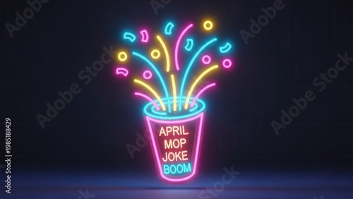 Vibrant Neon Confetti Explosion from a Party Popper Style Cup Design Illuminating Dark Space