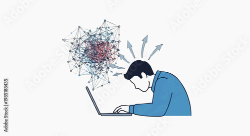 Anxiety Stress Mental Health Overthinking Concept Illustration