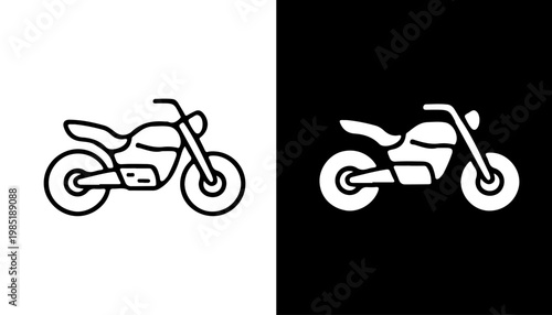 Motorcycle Silhouette: A striking outline of a motorcycle, presented with a stark contrast on a monochrome backdrop. Showcasing the sleek design and adventurous spirit of the open road.