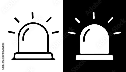 Emergency Alert Icon: A symbolic representation of a flashing emergency light, rendered in both positive and negative versions, signifying urgency and immediate attention. 