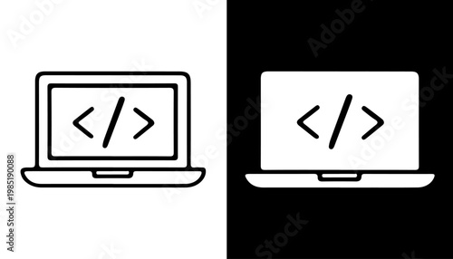 Coding Icon on Laptop: A symbolic representation of coding on a laptop screen, demonstrating programming and software development
