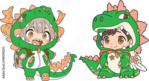 The children are wearing cosplay costumes