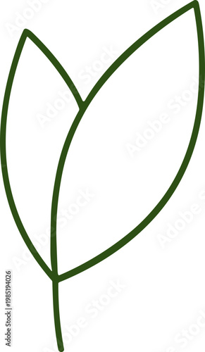 Minimalist green leaf outline, simple nature icon, organic growth concept, clean design.