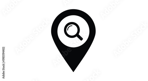 Location search icon vector graphic design illustration representing finding places and mapping locations, perfect for user interface or web development projects.