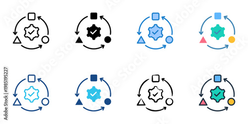 Adaptability icons set multiple style collection. Editable stroke 
