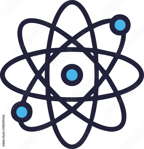 Atom Icon - Scientific Model of Atomic Structure with Orbiting Electrons