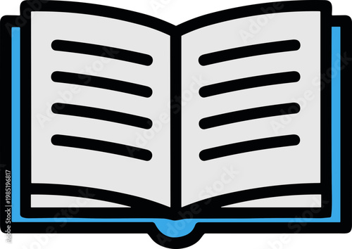 Open Book Icon, Simple Vector Illustration of a Book with Blank Pages