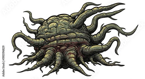 Alien creature with tentacles, bizarre organism, science fiction monster