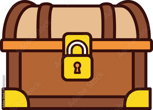 Vintage Wooden Treasure Chest with Lock, Adventure and Riches Concept