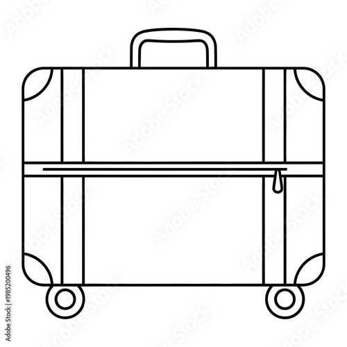 Minimalist travel suitcase icon line art vector illustration
