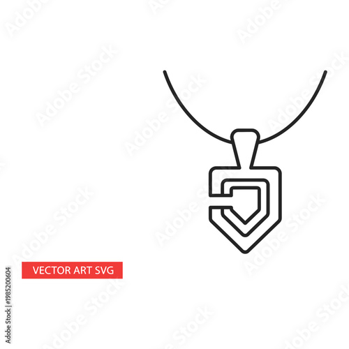 Minimalist shield emblem necklace icon vector line art