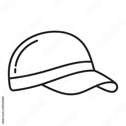 Baseball cap line art drawing isolated on white background