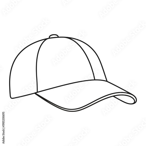 Baseball cap outline illustration isolated on white background