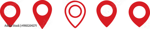 Set of red map pin icons. Design can use for web and mobile app. Vector illustration